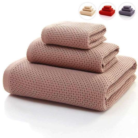 Ownkoti Einfaches Baumwollhandtuch, quadratisches Handtuchset mit Wabenmuster (3er-Pack)