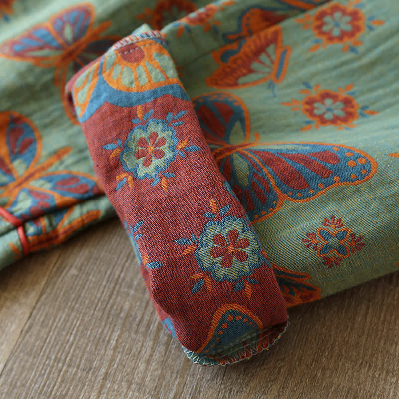 Loungewear-Set aus Baumwolle mit Vintage-Schmetterlingsdruck