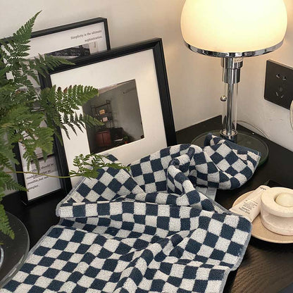 Ownkoti Badetuch-Set mit Schachbrettmuster und Farbblockdesign