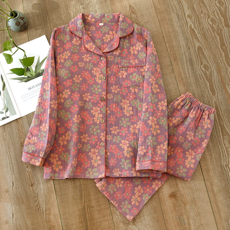 Pyjama-Set mit langen Ärmeln aus Baumwollgaze - image 3