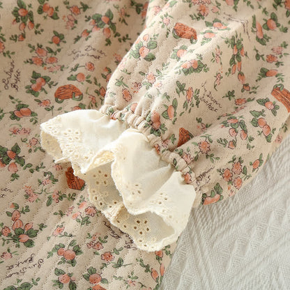 Loungewear-Set aus Baumwolle im Vintage-Rosengarten-Stil