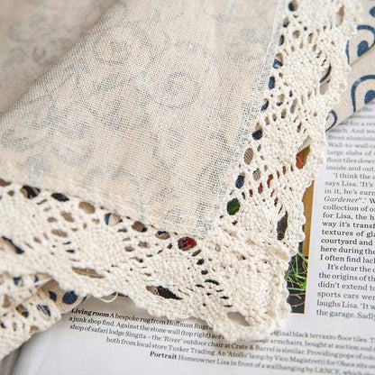 Ownkoti Boho-Vorhang mit blauem Muster, halbverdunkelnd