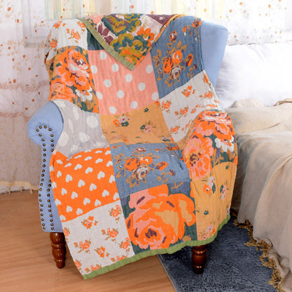 Ownkoti Handtuch mit Rosen-Print, kariert, wendbar, Strandtuch, Badetuch