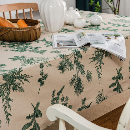 Tischdecke aus Baumwollleinen mit Pine Bird-Motiv