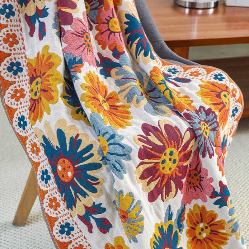 Badetuch aus weicher Baumwolle mit leuchtenden Blumen