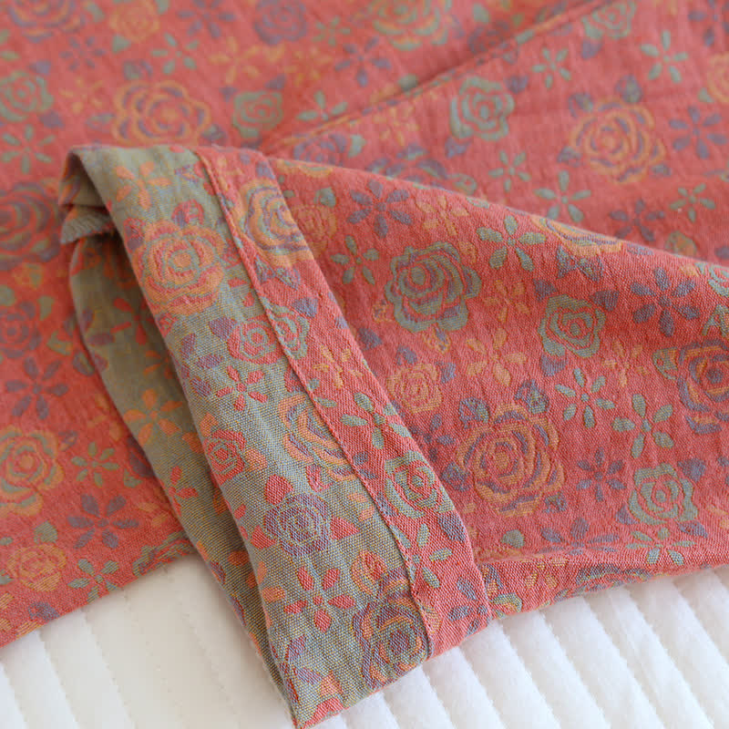Nachtwäsche-Set aus Baumwolle mit Rosenblüten-Revers