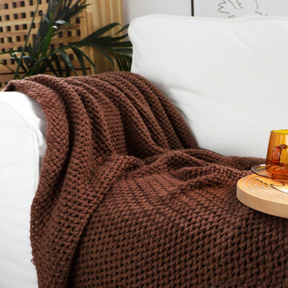 Ownkoti – Schlichte, einfarbige Strickdecke mit Quasten