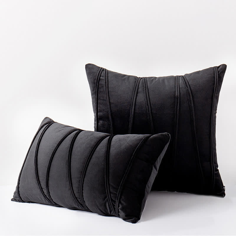 Dekokissenbezug aus weichem Samt mit Streifenmuster - Schwarz - 50 cm x 50 cm - image 8