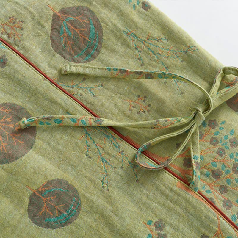 Loungewear-Set aus Jacquard-Baumwolle mit Blattbaum-Print - image 9