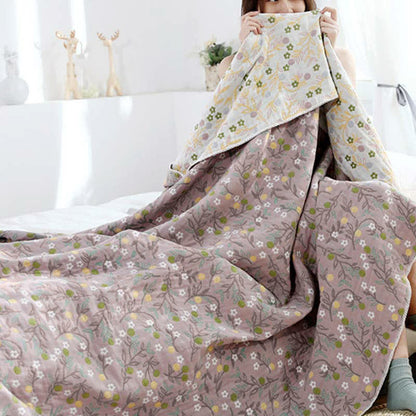 Retro Wende-Bettdecke, weiche Steppdecke mit Blumenmuster