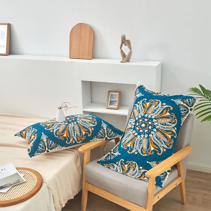 Ownkoti Bohemian-Kissenhandtuch mit Blumenmuster aus Baumwolle (2 Stück)