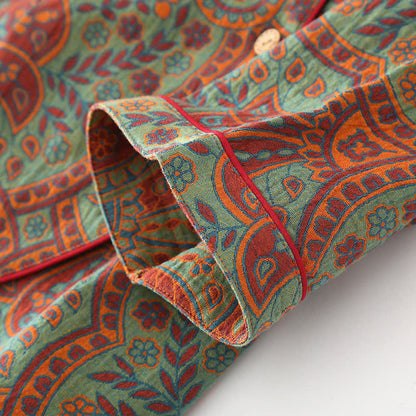 Loungewear-Set mit Rundhalsausschnitt und Vintage-Jacquardmuster
