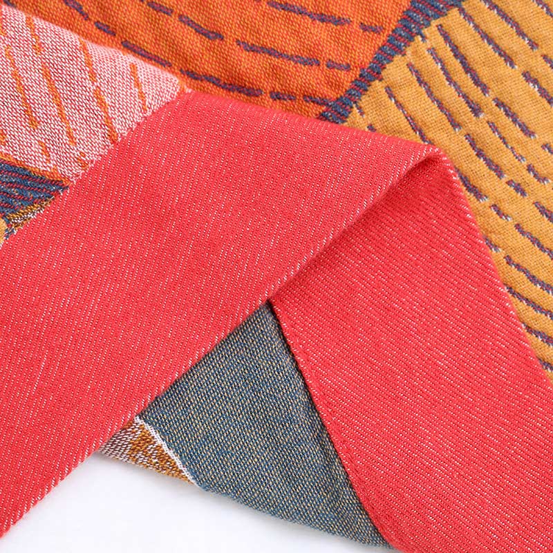 Bunte Wendedecke aus Baumwollgaze in Persimmon