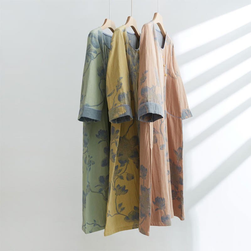 Kurzes Nachthemd aus Jacquard-Baumwolle „Magnolia“