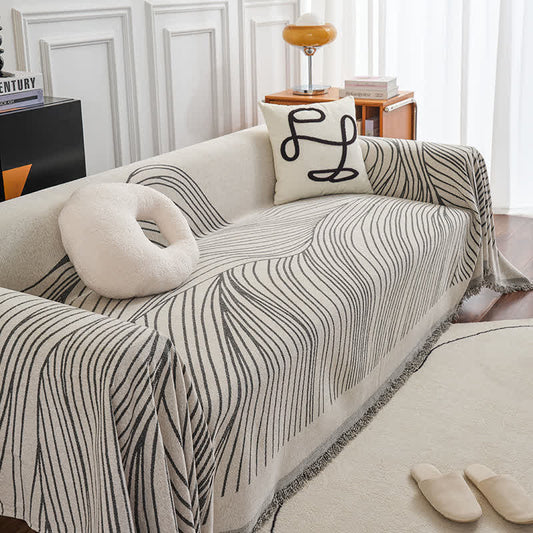 Ownkoti Chenille-Sofaschoner mit abstrakten Streifen