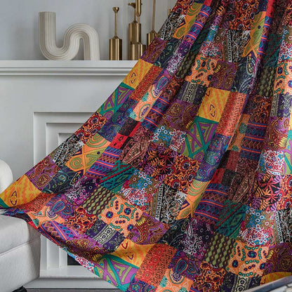 Ownkoti Bunte Boho-Fenstervorhänge aus Baumwollleinen