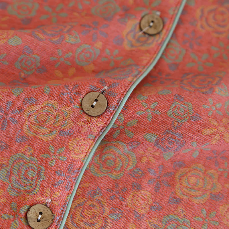 Nachtwäsche-Set aus Baumwolle mit Rosenblüten-Revers