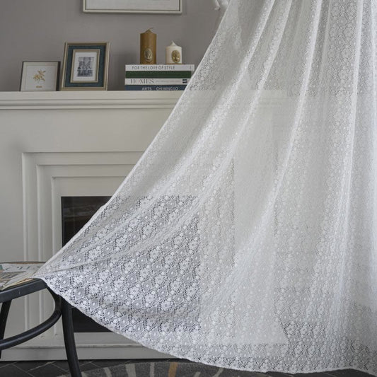 Ownkoti Jacquard-Blumen-Dekovorhang mit Hohlsaum