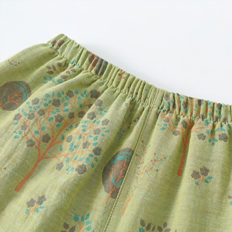 Loungewear-Set aus Jacquard-Baumwolle mit Blattbaum-Print - image 8