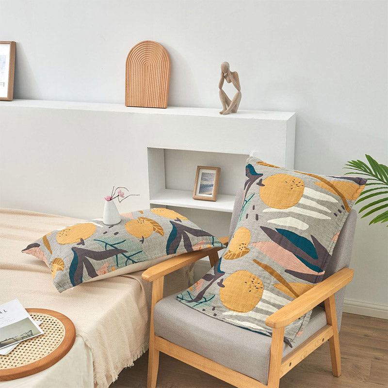 Ownkoti Boho-Kissen, Handtuch, Bettdeko aus Baumwolle mit Obstdruck (2 Stück)