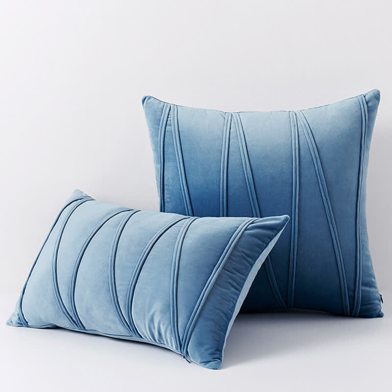 Dekokissenbezug aus weichem Samt mit Streifenmuster - Wasserblau - 50 cm x 50 cm - image 13