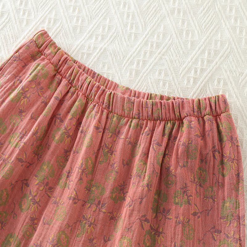 Pyjama-Set aus Baumwollgaze im Retro-Rose-Design - image 4