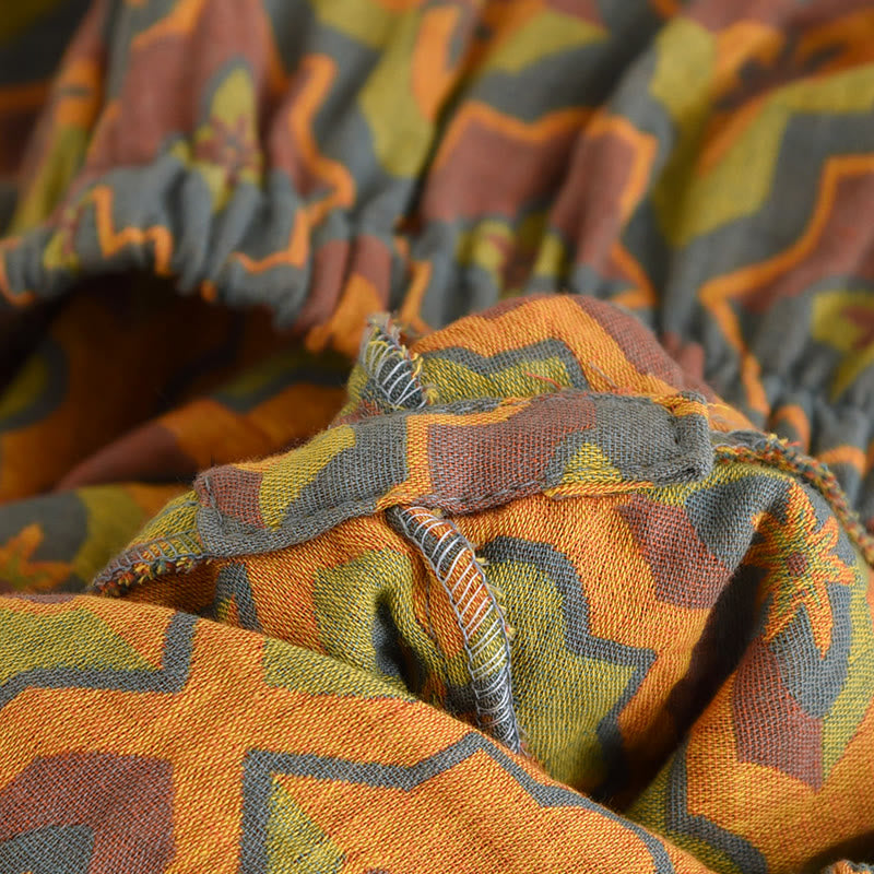 Loungewear-Set aus Baumwolle mit Rhombus-Blumenrevers