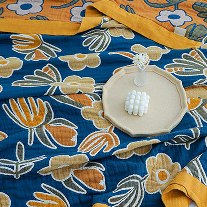 Doppelseitige Steppdecke aus Baumwolle mit Blumenmuster