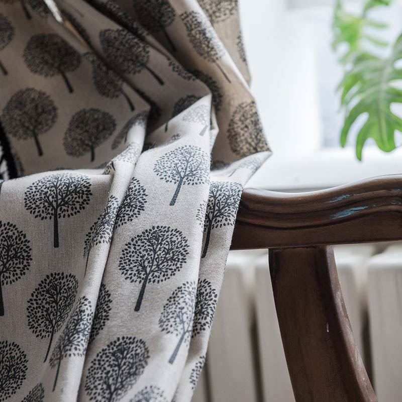 Vorhang aus Baumwollleinen im Landhausstil mit Baummotiv