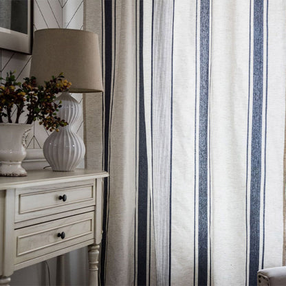 Ownkoti – Halbverdunkelnde Vorhänge, gestreift, Marineblau und Beige