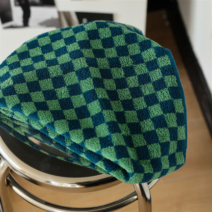 Atmungsaktives Baumwollhandtuch mit Retro-Schachbrettmuster