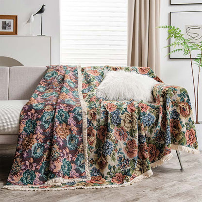 Sofaschoner mit Quasten und Rosenmuster im Countryside-Stil
