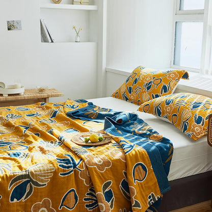 Ownkoti Doppelseitige Steppdecke mit böhmischem Blumendruck