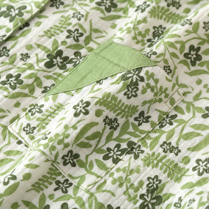 Loungewear-Set aus Baumwolle im pastoralen Stil mit Blumenmuster