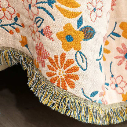 Ownkoti Decke mit Gartenblumen-Quasten, Sofabezug