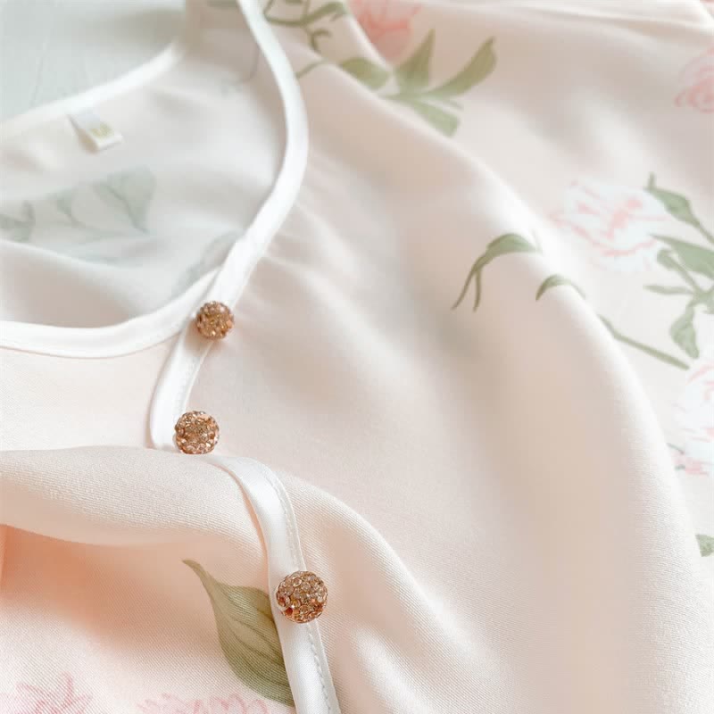 Weiches, atmungsaktives Nachthemd mit rosa Blumenmuster