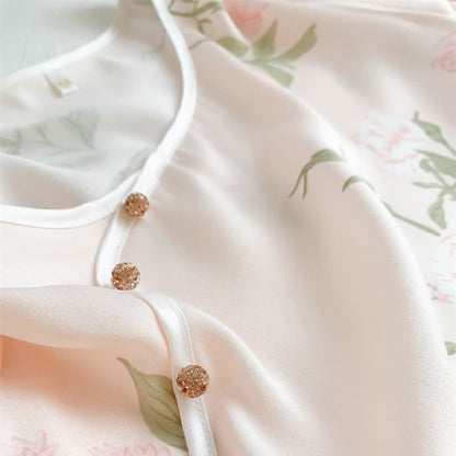 Weiches, atmungsaktives Nachthemd mit rosa Blumenmuster