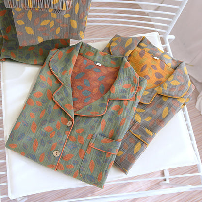 Loungewear-Set aus weicher Baumwolle mit Blattmuster