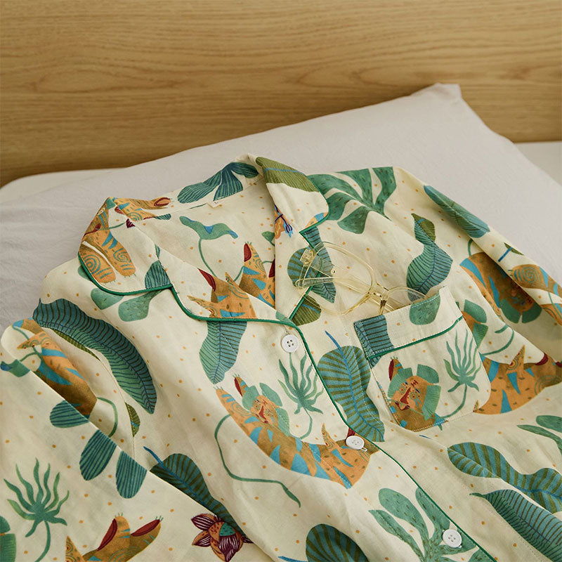 Süßes Tiger-Pflanzen-Loungewear-Set