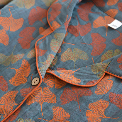Loungewear-Set aus Baumwolle mit Ginkgoblatt-Knopf - image 2