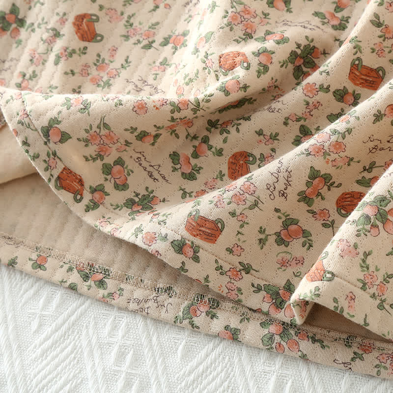 Loungewear-Set aus Baumwolle im Vintage-Rosengarten-Stil