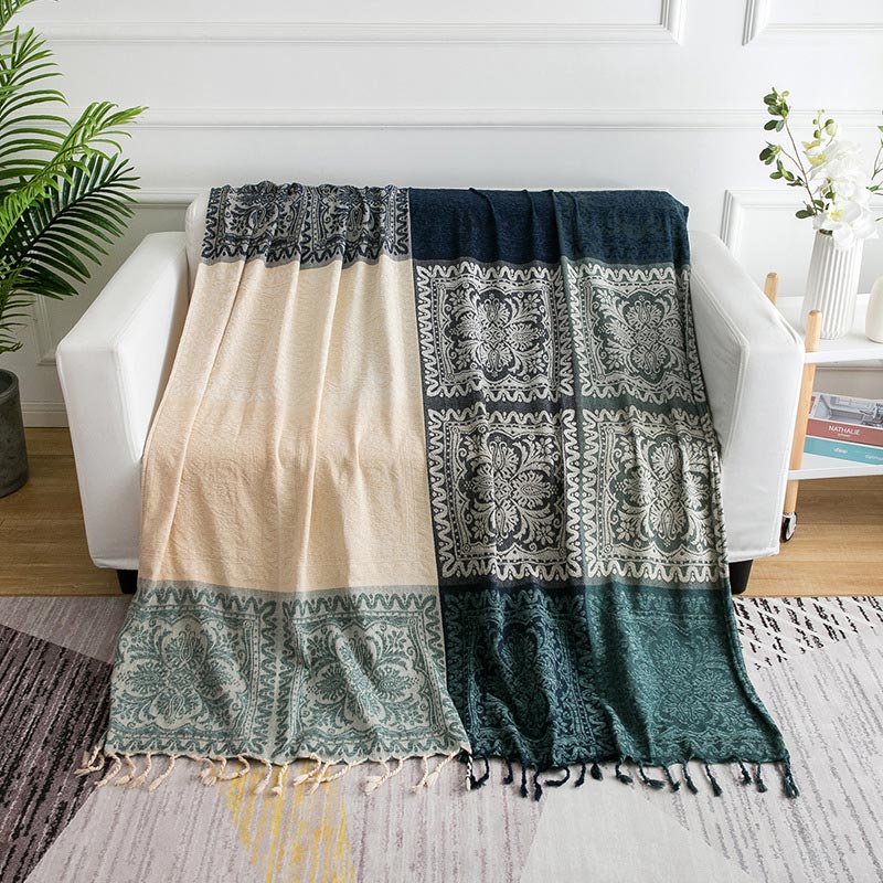 Ownkoti – Böhmische Strickschaldecke mit Blumenquaste