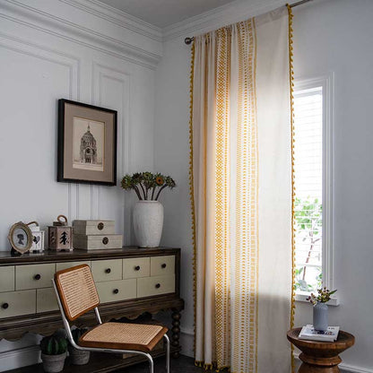 Ownkoti Halbverdunkelnde Vorhänge aus Baumwolle im Bohemian-Stil mit geometrischem Muster