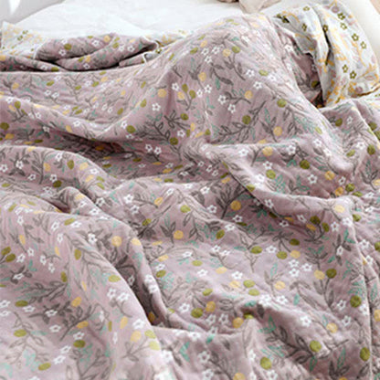 Retro Wende-Bettdecke, weiche Steppdecke mit Blumenmuster