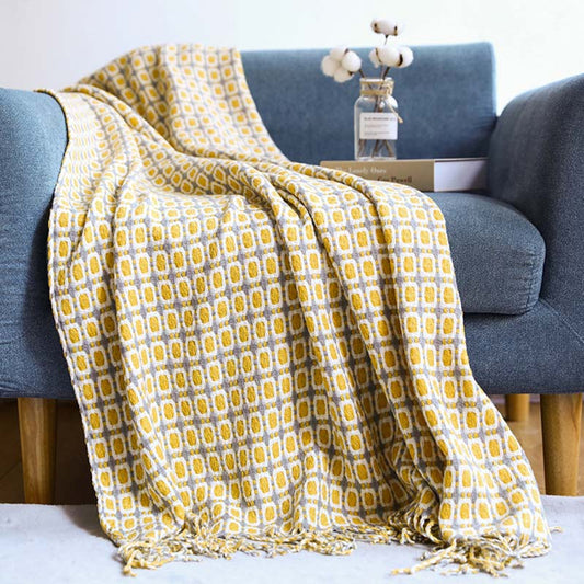 Ownkoti Gestrickte Sofadecke Couchdecke mit Quasten