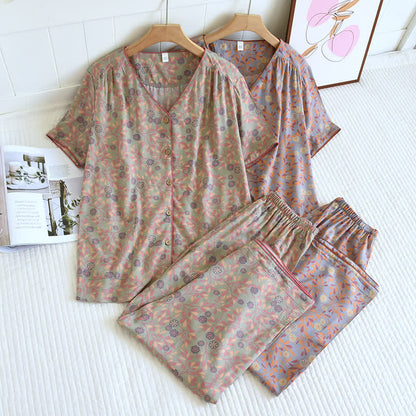 Loungewear-Set aus Baumwolle und Seide mit Blumenmuster - image 2