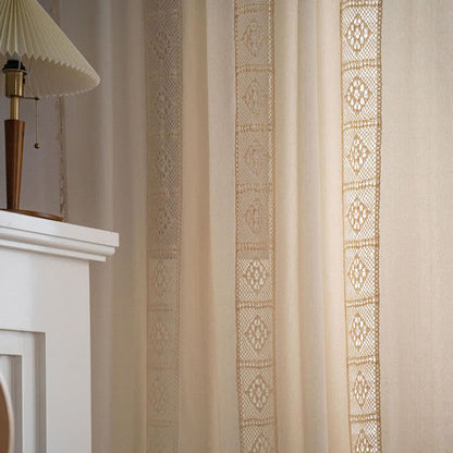 Ownkoti Beige Splicing Hollow-Out Lichtfiltervorhang