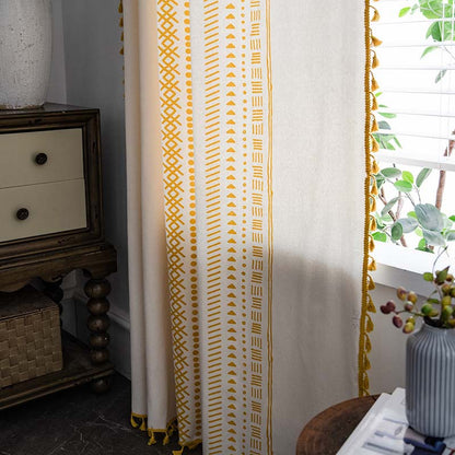 Ownkoti Halbverdunkelnde Vorhänge aus Baumwolle im Bohemian-Stil mit geometrischem Muster
