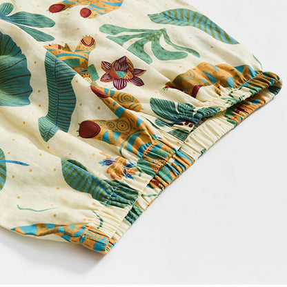 Süßes Tiger-Pflanzen-Loungewear-Set