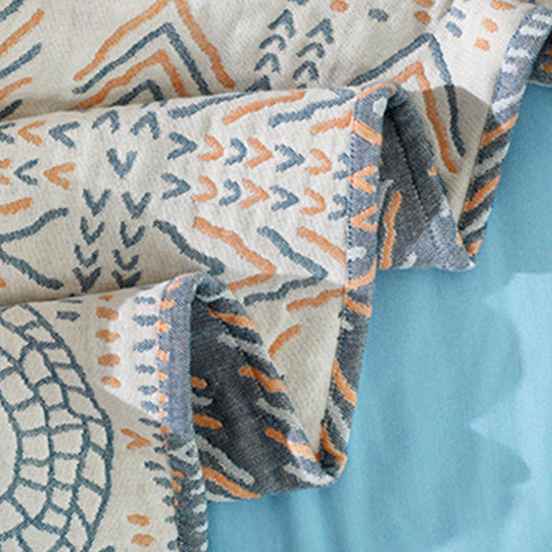 Ownkoti Boho gestreiftes Baumwoll-Stepptuch, wendbar, Sofatuch